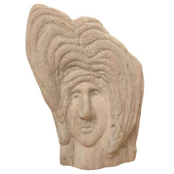 Stone Sculpture Abstract Face Unique Art Piece Heavy Mineral Rock Carving - Picture 1 of 16